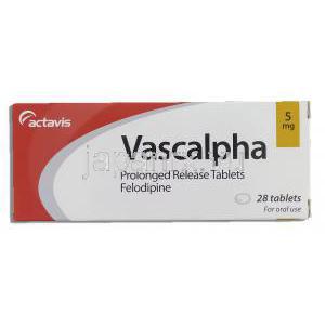 バスカルファ Vascalpha, フェロジピン 5mg 錠 (Actavis) 箱