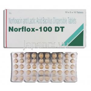 ノルフロックス DT Norflox DT. ノルフロキサシン 100mg 錠  （Okasa） 包装裏面