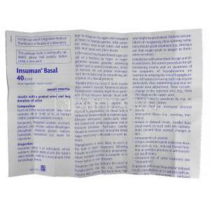 インスマン バサール Insuman Basal, 40IU /ml 注射 （サノフィアベンティス社） 情報シート1