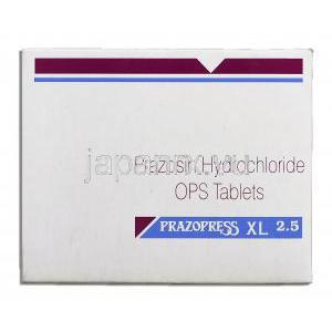 プラゾプレスXL Prazopress XL 2.5, Generic Prazosin, ミニプレス ジェネリック, プラゾシン 2.5mg 錠  (Sun Pharma) 箱