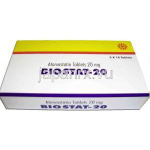 バイオスタット Biostat, リピトール ジェネリック, アトルバスタチン 20mg 錠 (Sava medica) 箱