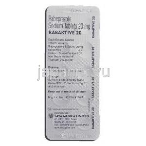 ラバアクティブ Rabaktive 20, ラベプラゾール  20mg 錠 (Sava medica) 包装裏面