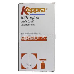 ケプラ Keppra, レベチラセタム 100mg/1ml x 300ml 内服液 箱