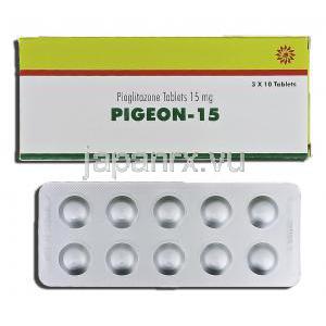 ピジョン15 Pigeon-15, アクトス ジェネリック, ピオグリタゾン, 15mg, 錠