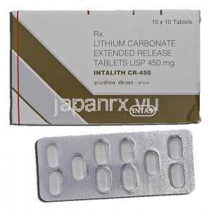 インタリスCR-450  Intalith CR-450, リーマス ジェネリック, 炭酸リチウム, 450mg, 錠