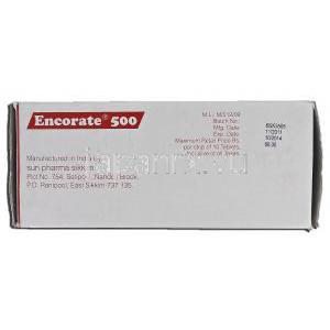 エンコレート500 Encorate 500, デパケン ジェネリック, バルプロ酸, 500mg, 錠 製造者情報
