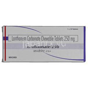 ランゾネート Lanthonate, 炭酸ランタン 250mg 錠 箱