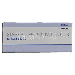 エタリーズS10 Etalize-S 10, シンバスタチン, 10mg, エゼチミブ, 10mg 錠 箱