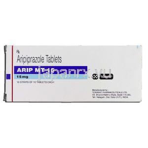 アリップMT15 Arip MT 15, アビリファイ ジェネリック, アリピプラゾール 15mg, 錠 箱