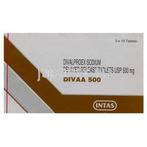 ジバルプロエクス（Generic Depakote）, Divalproex 除放剤 錠 500 mg, Divaa, Intas