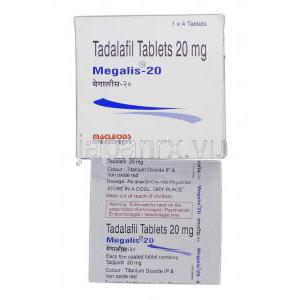 メガリス-20 Megalis-20, シアリス ジェネリック, タラダフィル, 20 mg, 錠