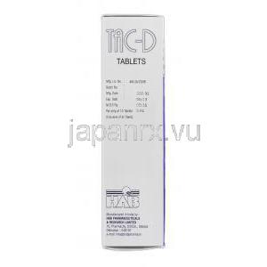 タックディー Tac-D, ラチニジン/ ドンペリドン, 150 mg / 10 mg, 錠, 箱側面