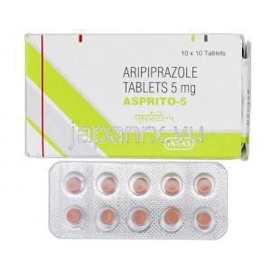 アスプリト-5 Asprito-5, アビリファイ ジェネリック, アリピプラゾール, 5 mg, 錠