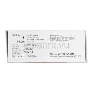 ラベセック-20 Rabesec-20, パリエット ジェネリック, ラベプラゾール, 20 mg, 錠, 箱側面
