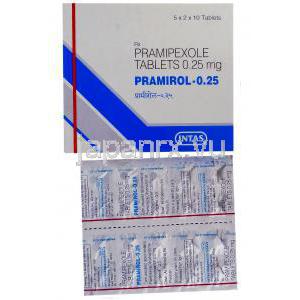 プラミロール Pramirol, ビ・シフロール ジェネリック,  プラミペキソール  0.25mg, 錠