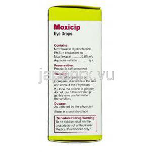モキシフロキサシン（ベガモックスジェネリック）, Moxicip, 0.5% 5ML 点眼液 (Cipla) 成分