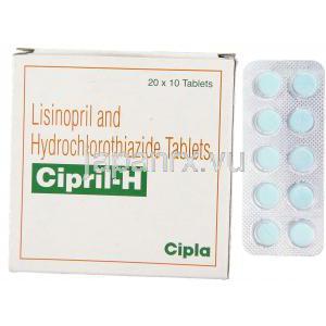 リシノプリル/ヒドロクロロチアジド（Generic  Prinivil-H）, Cipril-H, 5mg    12.5mg 錠 (Cipla)