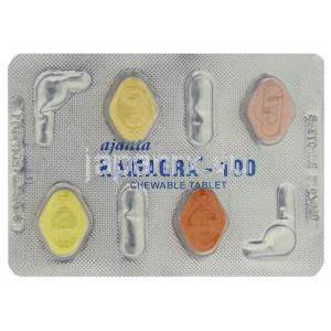 カマグラ, バイアグラ ジェネリック, クエン酸シルデナフィル チュアブル錠 100 mg (Ajanta Pharma) 包