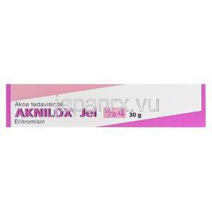 Aknilox　アクニロックスジェル 30gm、エリスロマイシン4％　箱