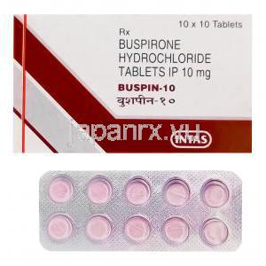 ジェネリック・バスパー, ブスピロン 10 mg 箱、錠剤