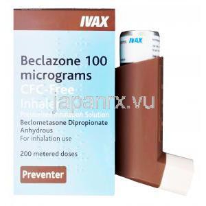  ベクラゾーンノンフロン吸入器　Beclazone、ベクロメタゾン無水100mcg 200MD