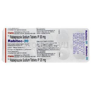 ラビテック　Rabitec-20、ジェネリックアシフェックス、ラベプラゾールナトリウム20mg　包