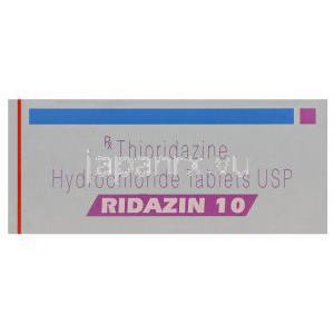 リダジン　Ridazin10、ジェネリックメレリル　Mellari、チオリダジン塩酸塩　10mg　箱