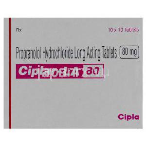 Ciplar-LA80、ジェネリックインデラルLA、プロプラノロール塩酸塩　80mg　箱