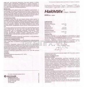 ハロベタソール（ウルトラベートジェネリック）, Halovate , 0.05% w/w 30gm クリーム (Gracewell) 説明書1