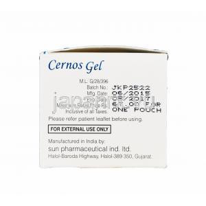 Cernos Gelセルノスジェル,　テストステロンジェル　1% 5g　箱　製造元： Sun Pharma