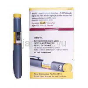 ヒューマログ　ミックス25　クイックペン　5 X 3ml ペン注射, 25% インスリンリスプロ/　75%　