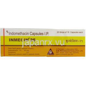インメシン, インドメタシンカプセル 25 mg 箱 製造業者 情報