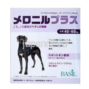 メロニルプラス　犬用,　フィプロニル＋S-メトプレン　40kgs-60kgs　超大型犬用,　箱表面