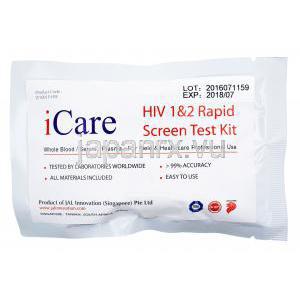 i Care HIV(エイズ)検査キット,　包装表面情報