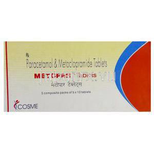 アセトアミノフェン/メトクロプラミド, メトパー METOPAR 500mg/ 5mg 錠 (COSME FARMA) 箱
