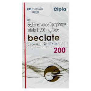 ベクロメタゾン, Beclate, 100mcg 吸入剤(Cipla) 箱