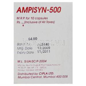 アンピシリン 500 mg カプセル (Cipla) 製造者情報