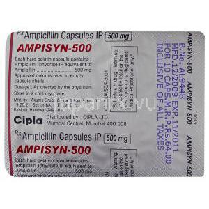 アンピシリン 500 mg カプセル (Cipla) 包装情報