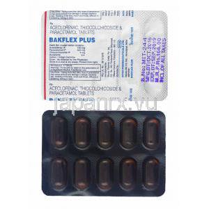 バクフレックス プラス (チオコルチコシド/ アセクロフェナク/ アセトアミノフェン) 錠剤