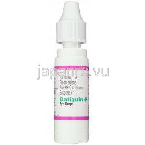 ガチフロキサシン / プレドニゾロン酢酸エステル, Gatiquin-P,  0.3% / 1% 5ML 点眼薬 (Okasa Pharma) ボトル