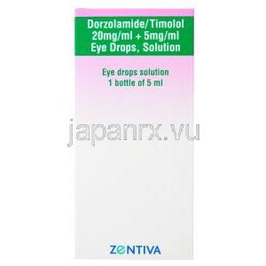 ドルゾラミド/チモロール点眼薬,1mlあたり　 ドルゾラミド20mg/チモロール5mg, 5ml,　製造元：Zentiva, 箱表面