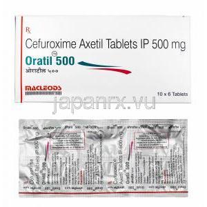 オラティル (セフロキシム) 500mg 箱、錠剤