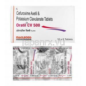 オラティル CV (セフロキシム/ クラブラン酸) 500mg 箱、錠剤