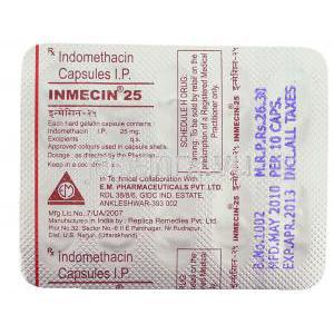 ジェネリック・インドシン, インドメタシンカプセル 25 mg 包装