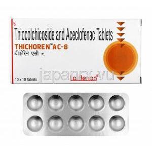 シチョレン AC (アセクロフェナク/ チオコルチコシド) 8mg 箱、錠剤