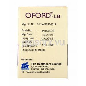 オフォード LB (オフロキサシン/ オルニダゾール/ 乳酸菌)箱側面