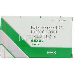 トリヘキシフェニジル, Bexol, 2MG 錠 (Intas Pharm) 箱