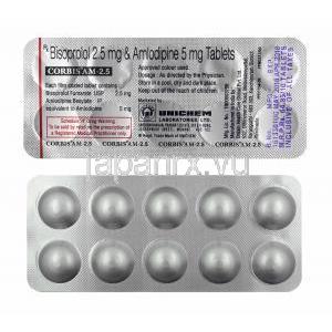 コルビス AM (アムロジピン/ ビソプロロール) 2.5mg 錠剤