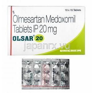 オルサー (オルメサルタン) 20mg 箱、錠剤