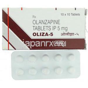 オランザピン(ジプレキサザイディス/ジプレキサジェネリック), Oliza, 5mg 錠 (Intas)